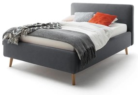 Антрацитно двойно легло 140x200 cm тапицирано с място за съхранение с включена подматрачна рамка Mattis – Meise Möbel