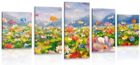картини от 5 части – Маслена живопис на диви цветя
