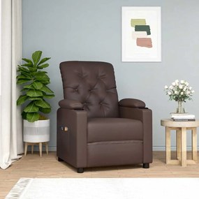 3093505 vidaXL Изправящ масажен стол, кафяв, изкуствена кожа
