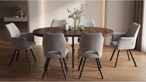 ТУЛИП Тъмно бежово (тъкан UF980-03) - МОДЕРЕН ТАПИЦИРАН СТОЛ С ПОДЛАКЪТНИЦИ ЗА ДНЕВНА/ТРАПЕЗАРИЯ/ОФИС ЛОФТ