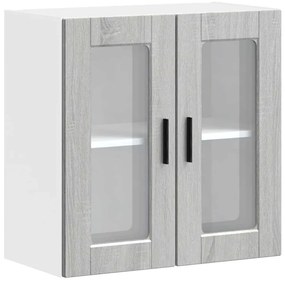 854153 vidaXL Кухненски стенен шкаф със стъклена врата Porto сив сонома