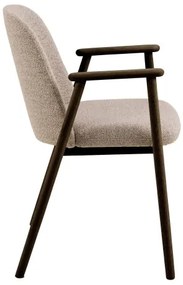 РОДЭРИЦ Ляттэ Бэигэ (тъкан Монза 60)/рамка от лакиран опушен дъб (цвят орех) - ДЪРВЕН СТОЛ БУКЛЕ РЕТРО