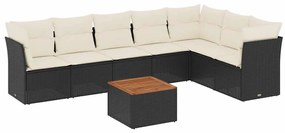 3256007 vidaXL Градински комплект диван с възглавници 8 части черен полиратан