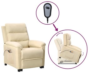 3098278 vidaXL Изправящ масажен стол, кремав, текстил