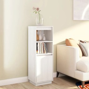 813516 vidaXL Висок шкаф, бял, 37x34x110 см, борово дърво масив