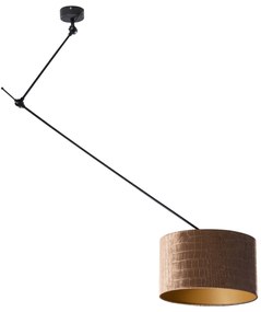 Висяща лампа черна с кадифен абажур крокодилски дизайн 35 см - Blitz