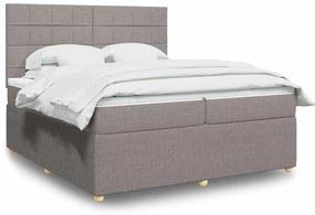 3292167 vidaXL Боксспринг легло с матрак, таупе, 200x200 см, плат