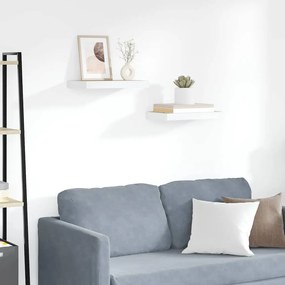 326574 vidaXL Окачени стенни рафтове, 2 бр, дъб и бял, 50x23x3,8 см, МДФ