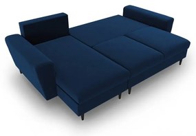 Син кадифен разтегателен ъглов диван с място за съхранение Kyoto – Cosmopolitan Design