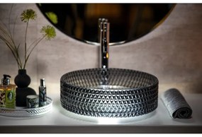 Черна стъклена кръгла мивка ø 39,5 cm Maragua – Sapho