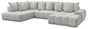 Светлосив шенилов сгъваем/с място за съхранение ъглов диван (ляв ъгъл/U форма) Everest – Bobochic Paris