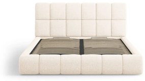 Бежово тапицирано двойно легло с място за съхранение и решетка 140x200 cm Bellis - Micadoni Home