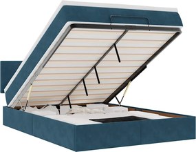 3312552 vidaXL Османска легло с матрак и LED, тъмносиньо, 140x190 см, кадифе