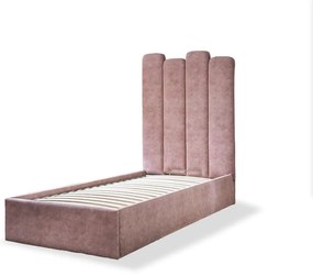 Розово тапицирано единично легло с място за съхранение и решетка90x200 cm Dreamy Aurora - Miuform