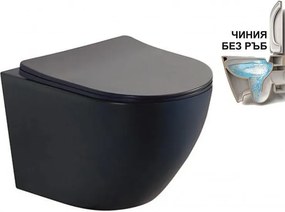 Конзолна тоалетна чиния ICC 4937B, седалка и капак, порцелан, черен мат, 49x37x37см