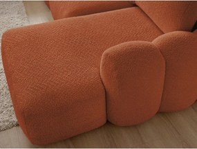 Оранжев сгъваем/с място за съхранение ъглов диван от прежда с примки от букле (десен ъгъл) Montaigne – Bobochic Paris