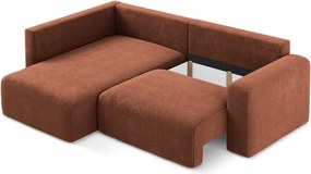 Теракотен шенилов сгъваем/с място за съхранение ъглов диван (ляв ъгъл/L форма) Kona – Makamii