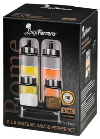 Оливерник Luigi Ferrero Rome FR-7904R, 270 мл, 5 части, Стъкло, Неръждаема стомана, Прозрачен/инокс