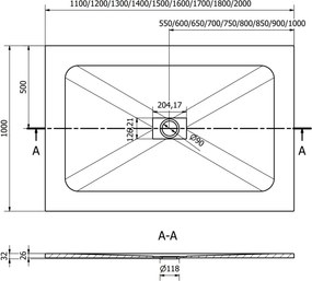 Mexen Hugo правоъгълна душ тава SMC 110 x 100 см, бяла - 42101011