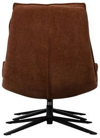 Кафяв въртящ се шенилов фотьойл с табуретка Kube – WOOOD