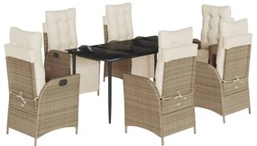 3213438 vidaXL Градински комплект с възглавници, 7 части, бежов полиратан