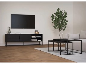 Черна маса за телевизор с декор от ясен, ширина 176 cm Lipp - Tenzo