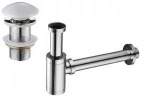 Mexen кръгъл сифон за мивка с керамичен щепсел тип щрак-щрак, без преливник, хром/бял - 7991050-02