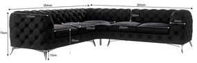 Черен кадифен ъглов диван Chelsea – Ropez