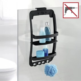 Черен висящ пластмасов рафт за баня без пробиване Universal – Wenko