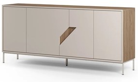 Кремавo-естествен скрин от декор от дъб 180x80x40 cm Lilou – Marckeric