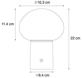 Настолна лампа черна с LED 3-степенна димируема акумулаторна - Louise