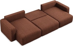 Теракотен сгъваем/с място за съхранение ъглов диван от рипсено кадифе (U форма) Kona – Makamii