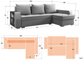 Разтегателен диван Наваро + подлакътник мини етажерка