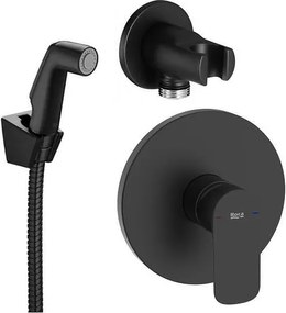 Комплект смесител за вграждане с хигиенен душ и стенен държач с извод за вода