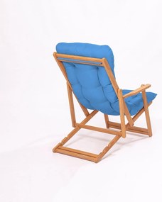 Градински шезлонг от масивно дърво в син и естествен цвят – Floriane Garden