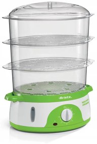 Уред за готвене на пара Ariete HEALTHY STEAM 0911/01, 800W, 9 л, 3 кошници, Таймер, Външно пълнене, Бял/зелен