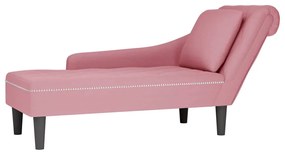 4009775 vidaXL Кушетка с възглавница и десен подлакътник, розов, кадифе