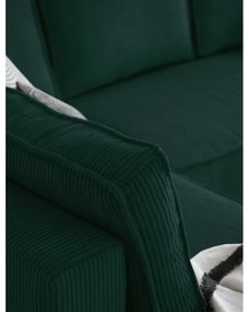 Тъмнозелен разтегателен ъглов диван от рипсено кадифе (ляв ъгъл/"U" форма) Brave Dave – Miuform