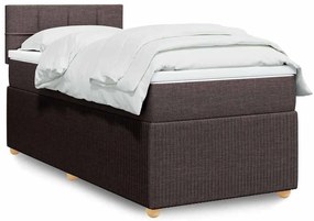 3289642 vidaXL Боксспринг легло с матрак, тъмнокафяво, 90x200 см, плат
