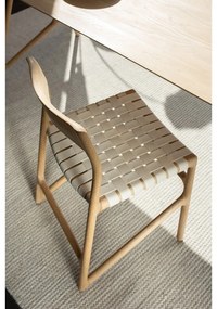 Трапезен стол от масивна дъбова дървесина с бяла седалка Fawn - Gazzda