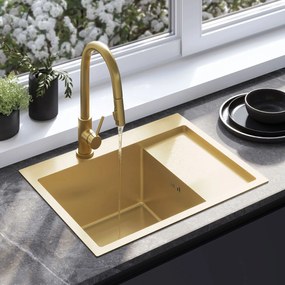 Стоманена мивка Fin BRUSH GOLD