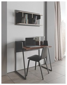 Черно работно бюро с детайли от орехово дърво Volga - TemaHome