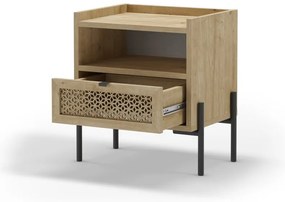 Нощно шкафче в дъбов декор с рафтове в естествен цвят Inca - Marckeric