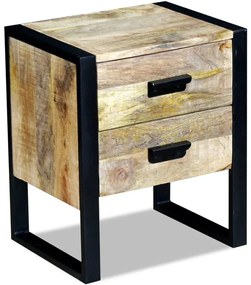 243298 vidaXL Странична маса с 2 чекмеджета, твърдо манго дърво 43x33x51 см