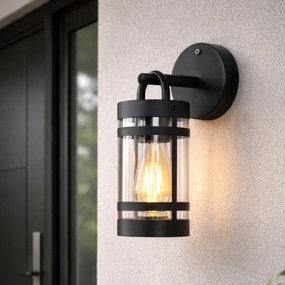 Външна стенна лампа черна IP44 с датчик за здрач - Ruben