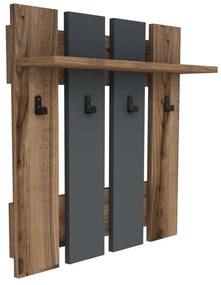 Антрацит/естествена стенна закачалка от декор от орех с рафт Mita – Puqa Design