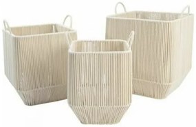 Игра на Кошници DKD Home Decor Бежов Метал Памук (3 Части) (37 x 37 x 45 cm)