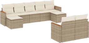 3226401 vidaXL Градински комплект диван с възглавници 9 части бежов полиратан