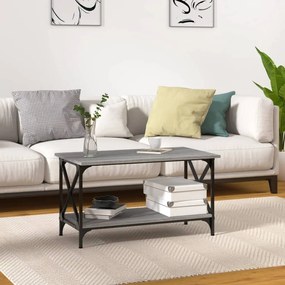 823325 vidaXL Кафе маса, сив сонома, 80x45x45 см, инженерно дърво и желязо