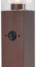 Външна лампа ръждивокафява с прозрачно стъкло 80 см IP44 с контакт и сензор за движение - Malios